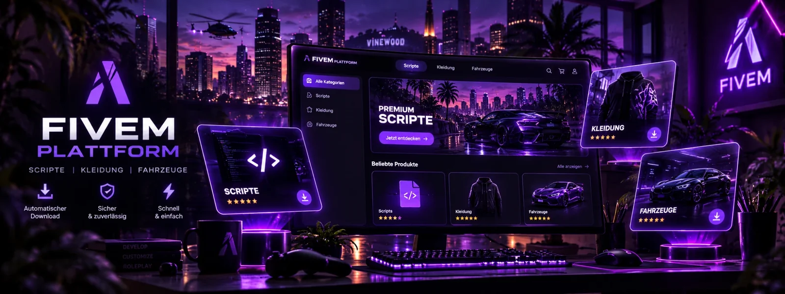 FiveM-Plattform – Shop für Scripts, Kleidung und Fahrzeuge